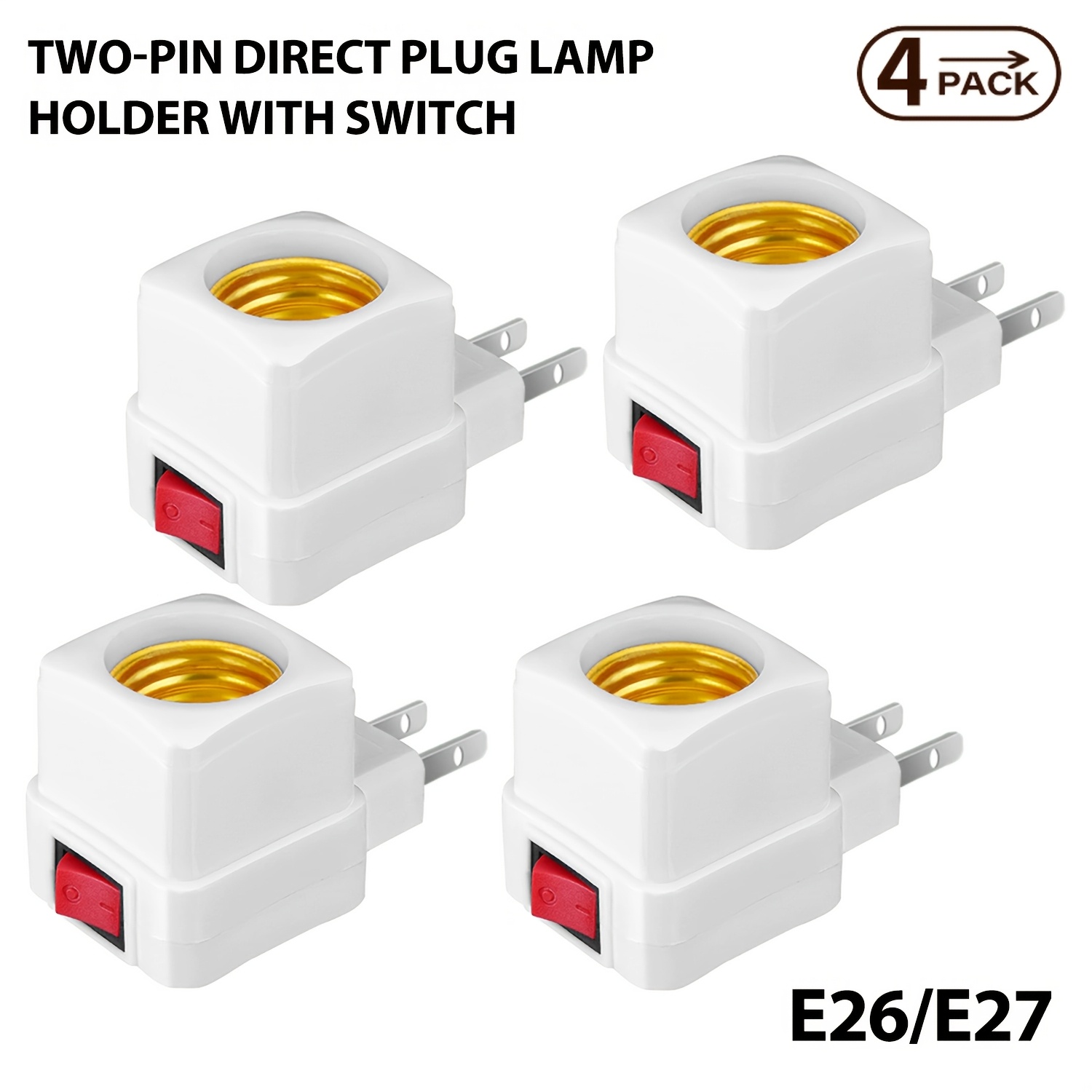 

E26/e27 Socket Extension Adapter With Switch, Plug-in Lamp Holder, Converts Socket To Light Bulb Socket (2/4pcs)bulb Not Included