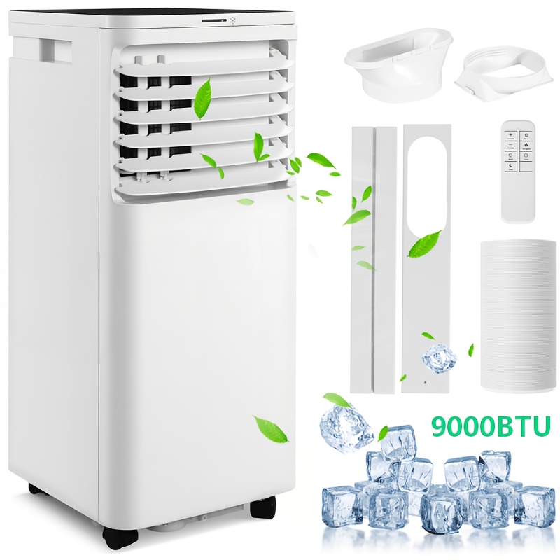7000/9000 BTU Portable Air Conditioner with LED Display, Cooling & Dehumidifying Functions for Small Rooms