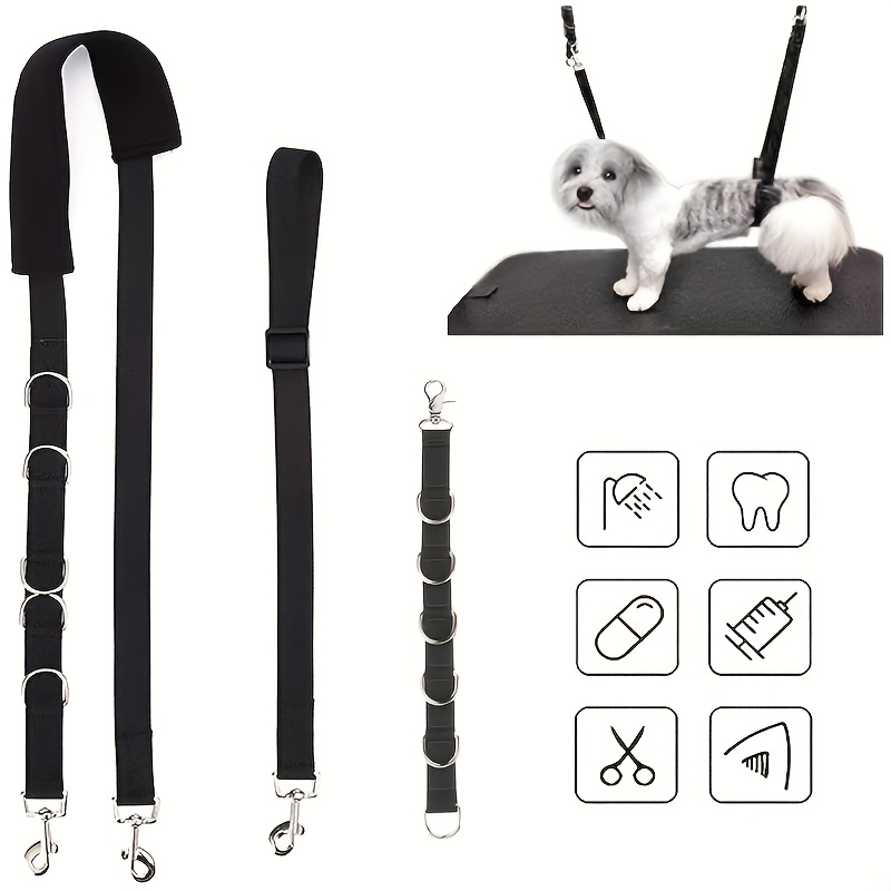 

3pcs Adjustable Dog Grooming Arm Extension Strap With D-ring, No-sit Bathing Harness For Small To Medium Dogs And Cats, Professional Grooming Table Loop For Constraints