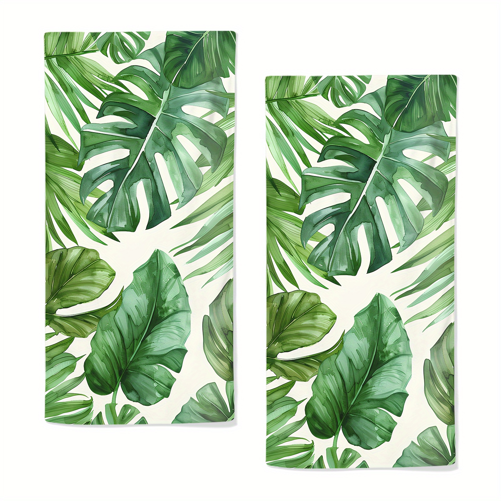 

Palm Leaves Tropical Hand Towels Set Of 2 Absorbent Breathable Floral Bathroom Hand Towels Tropical Kitchen Towels For Bathroom Gym Hotel Decorative Fast Drying Towels 28.7x13.7 Inch 01