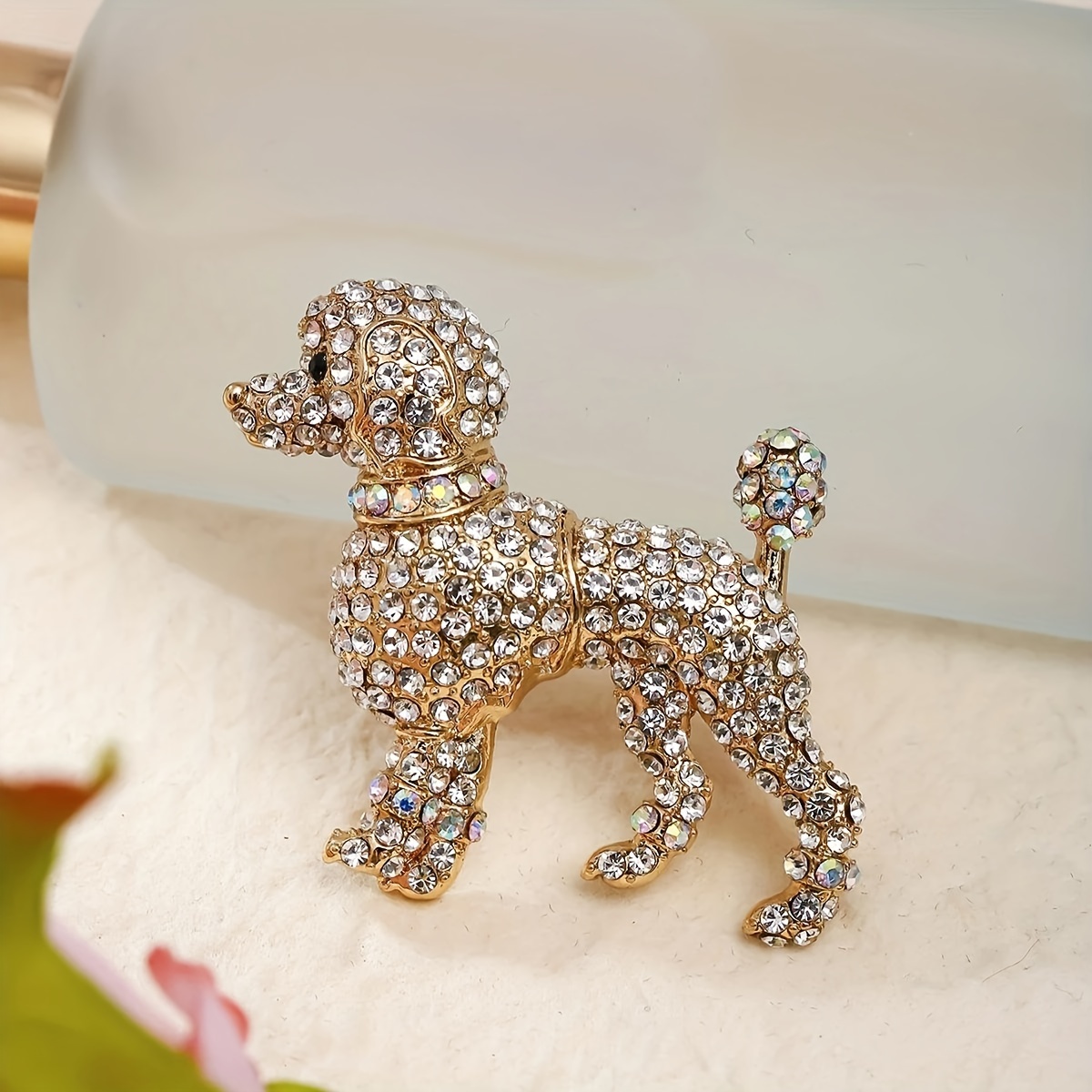 

Rhinestone Poodle Brooch Pin - Vintage Style Cute Accessory For Banquet & Party