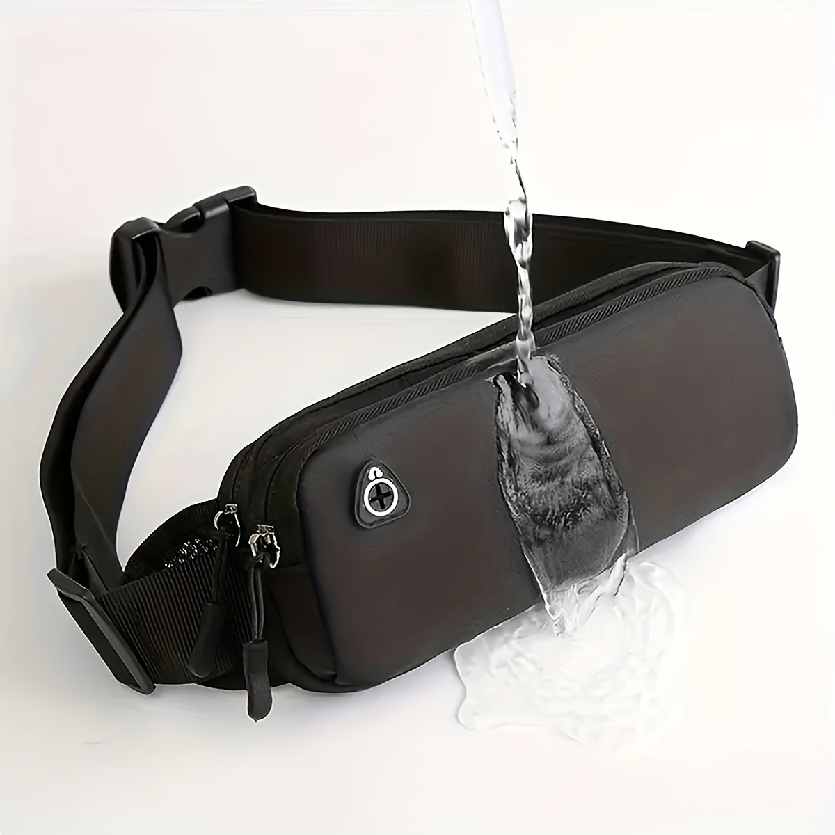 TEMU Waterproof Nylon Body Sling Bag Casual Black Unisex Shoulder Pouch For Commute, Adjustable Strap, Non-washable