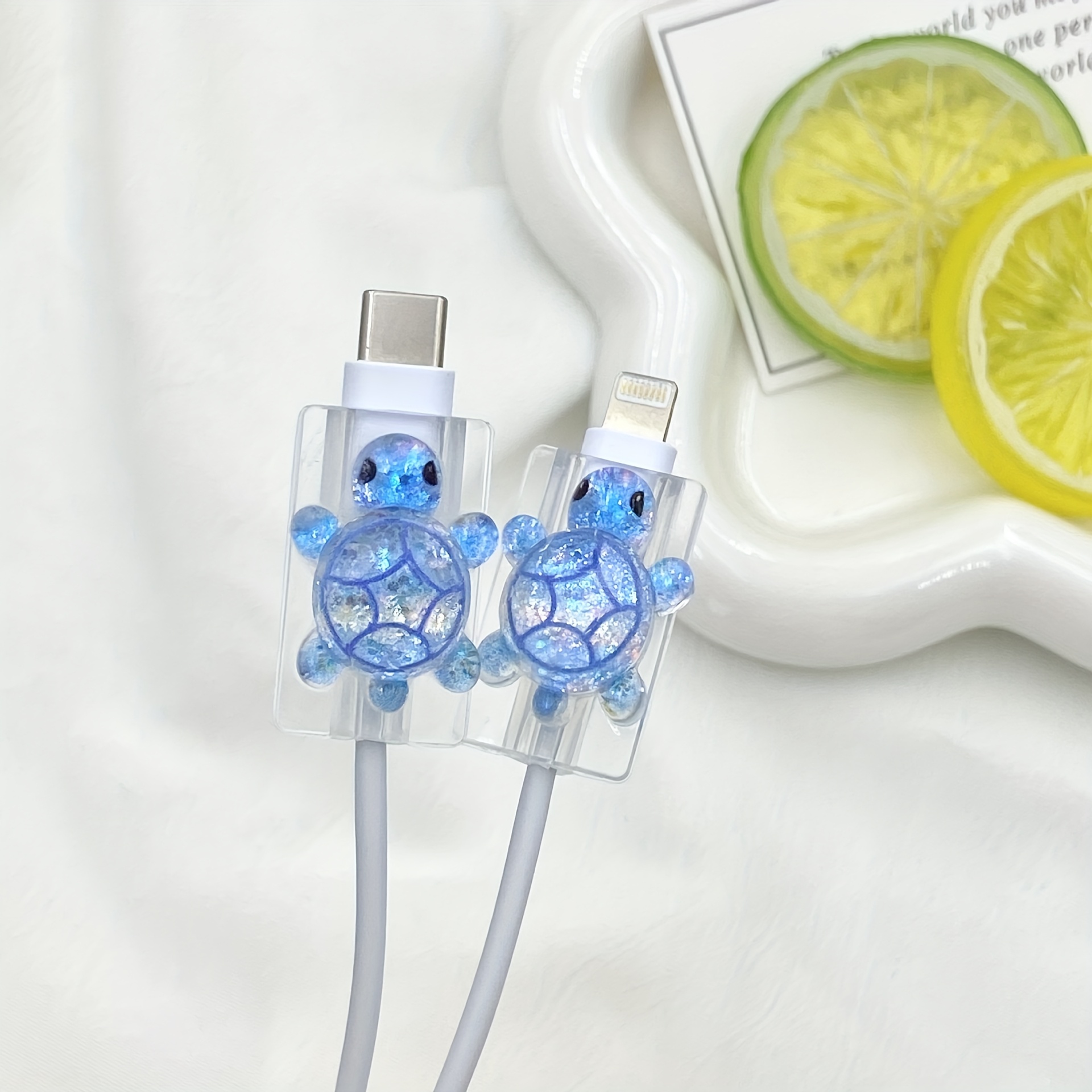 Image of Flashing Data Cable Protection Cover For Charging Head Biter Cute Cartoon