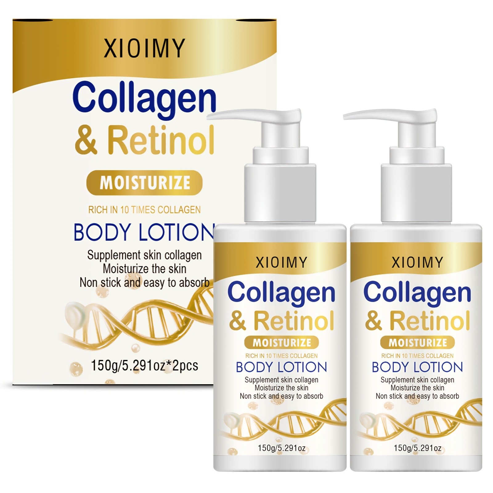 Image of 2pcs Collagen Moisturizing Body Lotion, Alcohol-free, Makes Delicate, Bright, Firm, And . Massage And Moisturize Body, Leaving Long-lasting Fragrance And Bidding Farewell To Dry, Skin