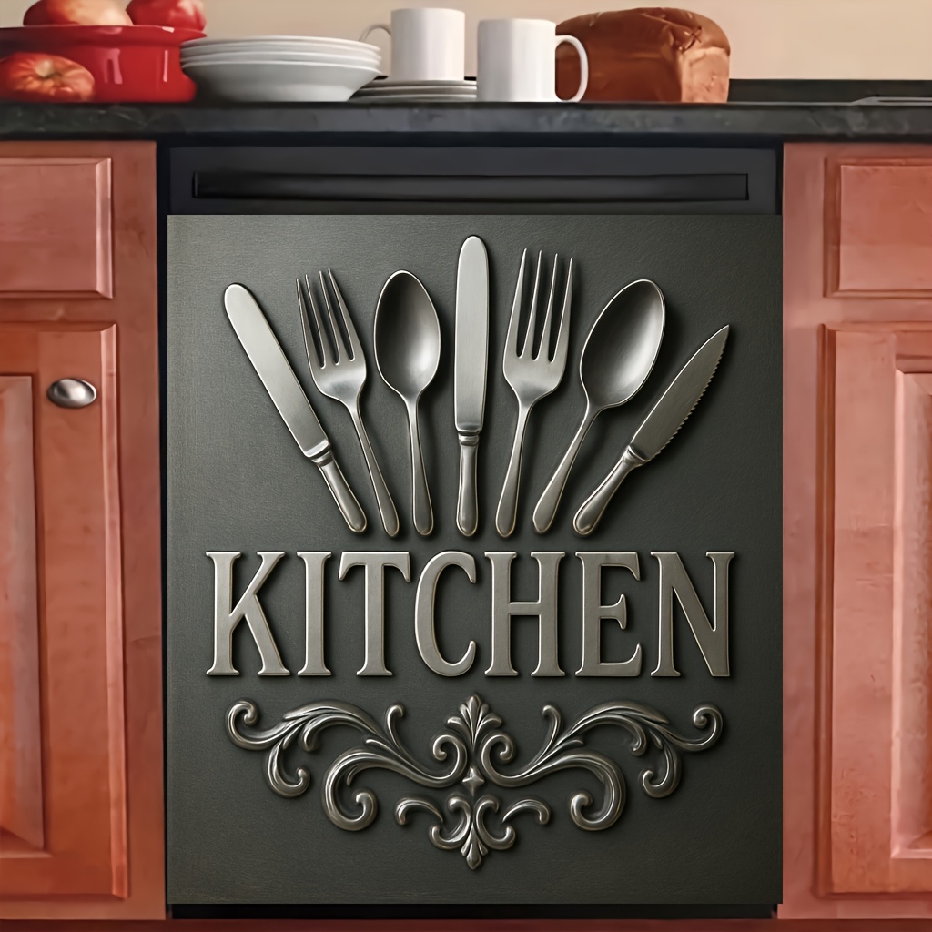2d plane 1pc magnetic dishwasher door cover   metal kitchen art   to clean reusable vinyl sticker scratch resistant suitable for dishwashers and refrigerators size 23x25   kitchen decoration