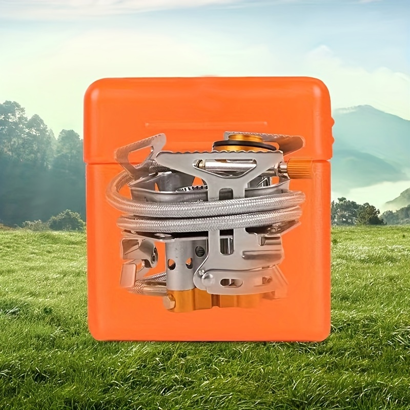 3500W/6800W Windproof Camping Stove with Fuel Canister Adapter, Piezo Ignition, Portable Folding Gas Burner,, for Outdoor Hiking, Picnic, Suitable for Women'S Day, Thanksgiving, Independence Day, Christmas, Halloween Festivities