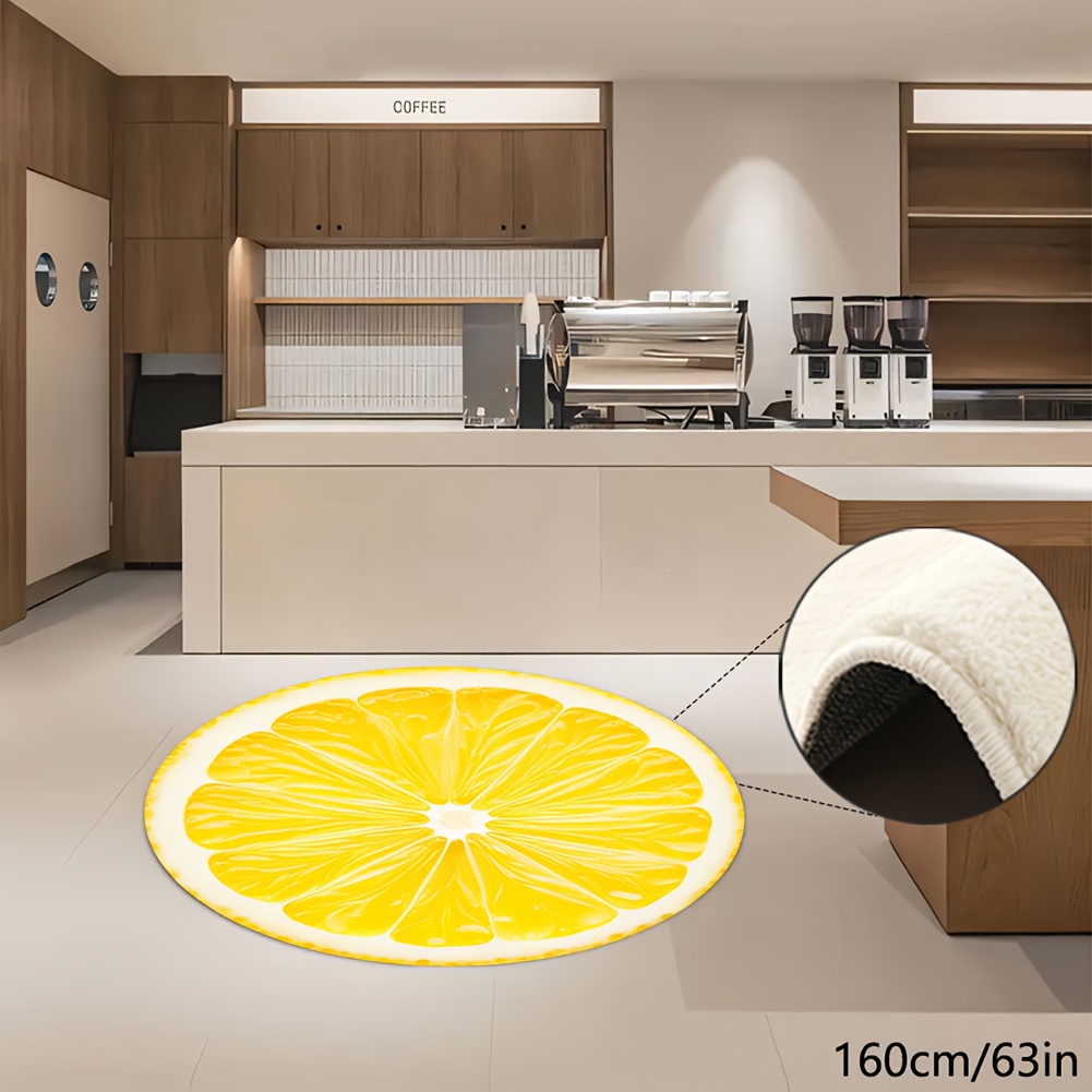 

1pc, Carpet, Fresh Fruit Series Lemon Pattern Decorative Indoor Carpet With Imitation Cashmere, Square Non-slip Cotton Cloth Bottom, Thickened Carpet, Suitable For Living Room, Bedroom