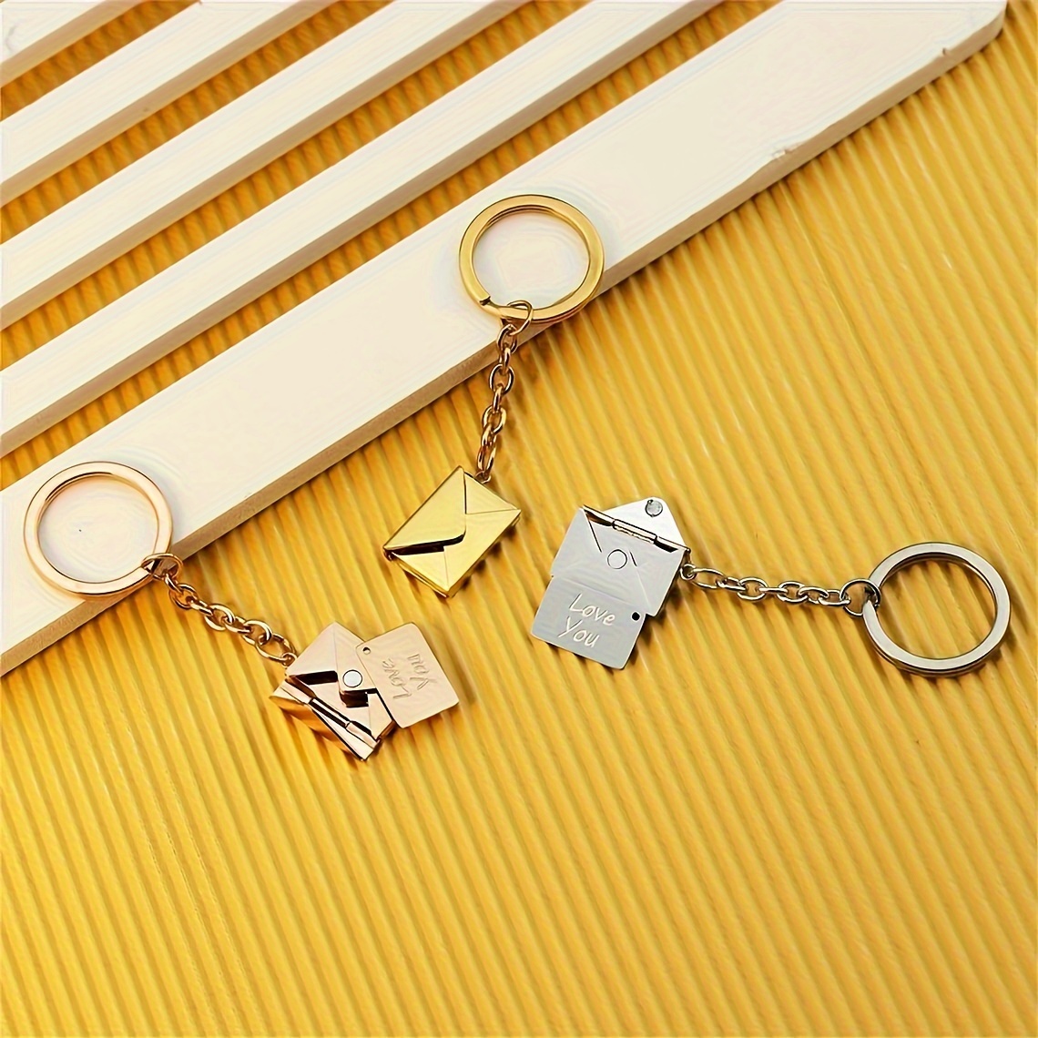 Engraved Love Letter Envelope Keychain, Custom Text
