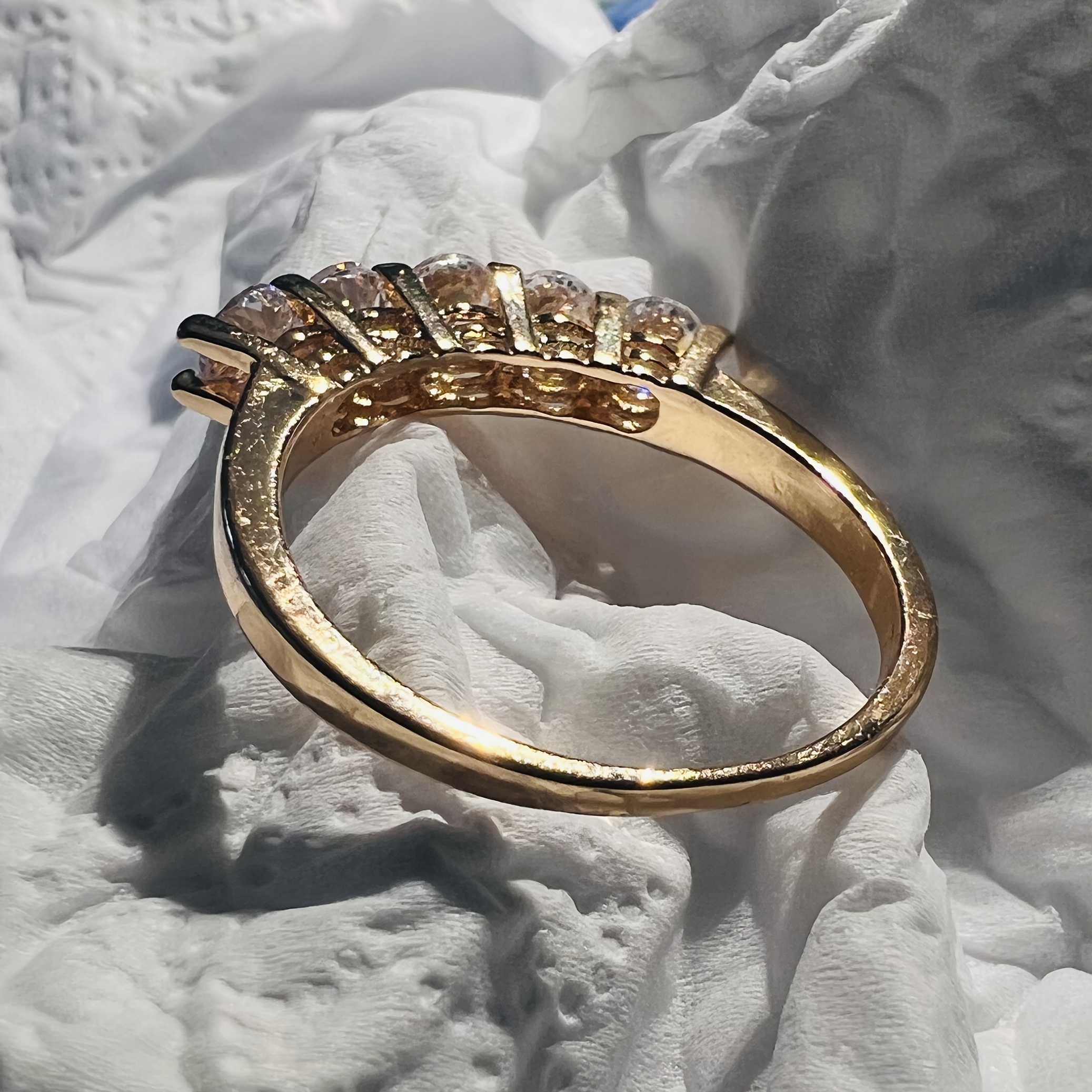 Image of Fashionable Individual Teenager's Teenager Ring, Synthetic 3a Zirconia Valentine's Day Gift Easy Half-band Statement Light Luxury Niche All-match Teenager's Jewelry Ring, For Teenager, For Teenager