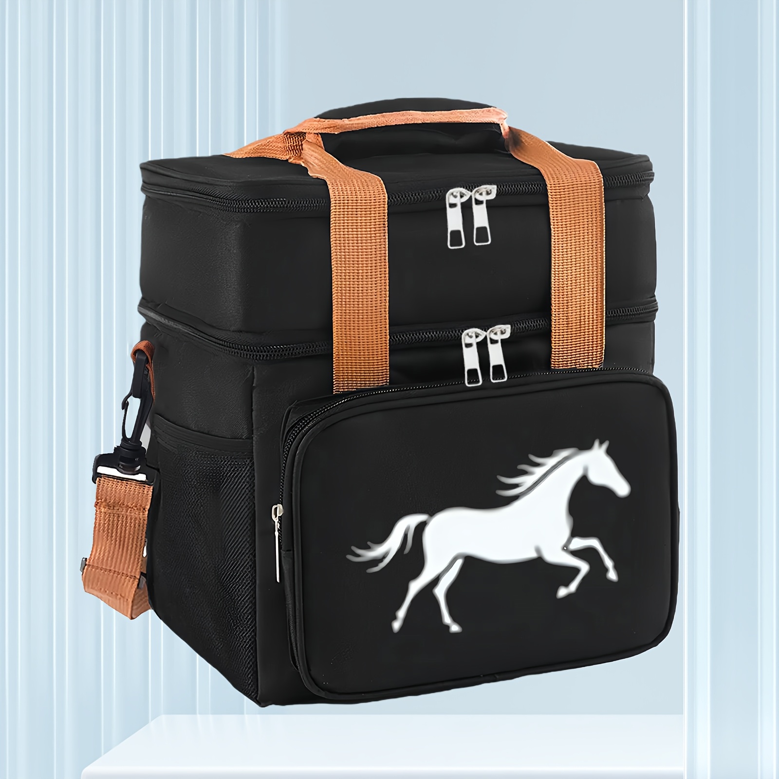 TEMU 1pc Horse Symbol Large Capacity Lunch Tote Bag , Portable For Commute, Picnics, Picnic Essentials - Non-food Contact