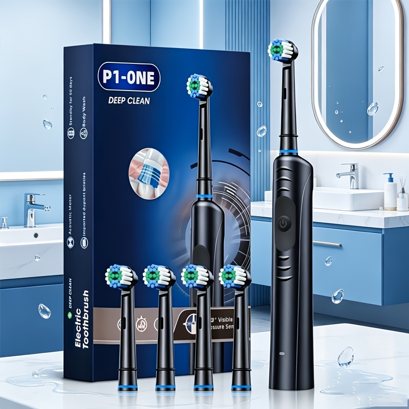 Ip67 Adult Rotating Electric Toothbrush Deep Cleaning Electric Toothbrush, With Rechargeable Power Supply And 2-minute