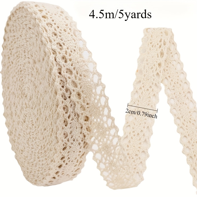 E-shop 5 Yards Weiß/Ebenerde 100% Spitze, 2cm Breit - Exquisites Blumenmuster, Geeignet für Basteln, Nähen, Scrapbooking, Haaraccessoires,