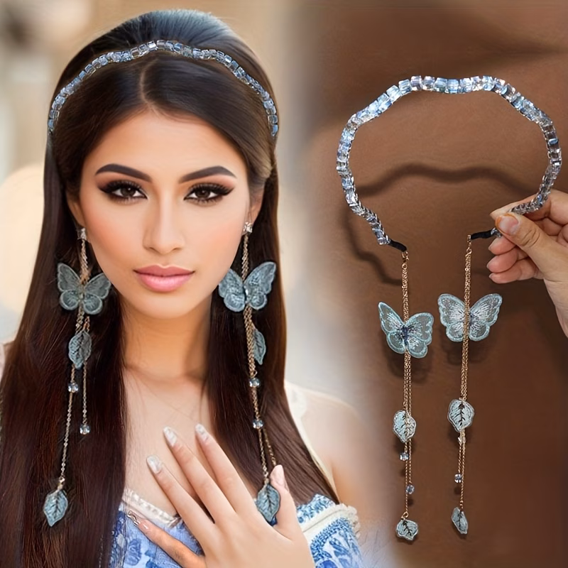 1pc romantic women tassel headband high quality embroidered leaf pendant hair band hair accessories luxury party headwear best birthday gift t2248 Product details 0