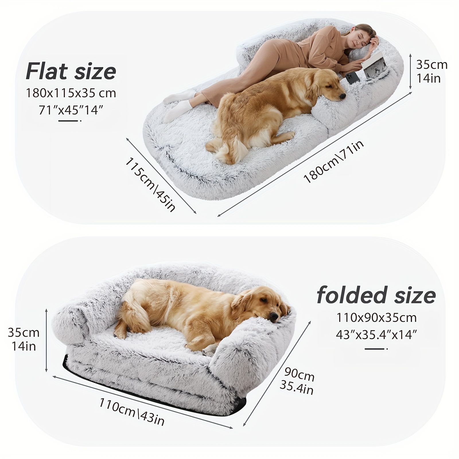 large plush folding pet bed for dogs and cats anti slip base cozy winter mattress soft polyester fits toy small medium large breeds Product details 4