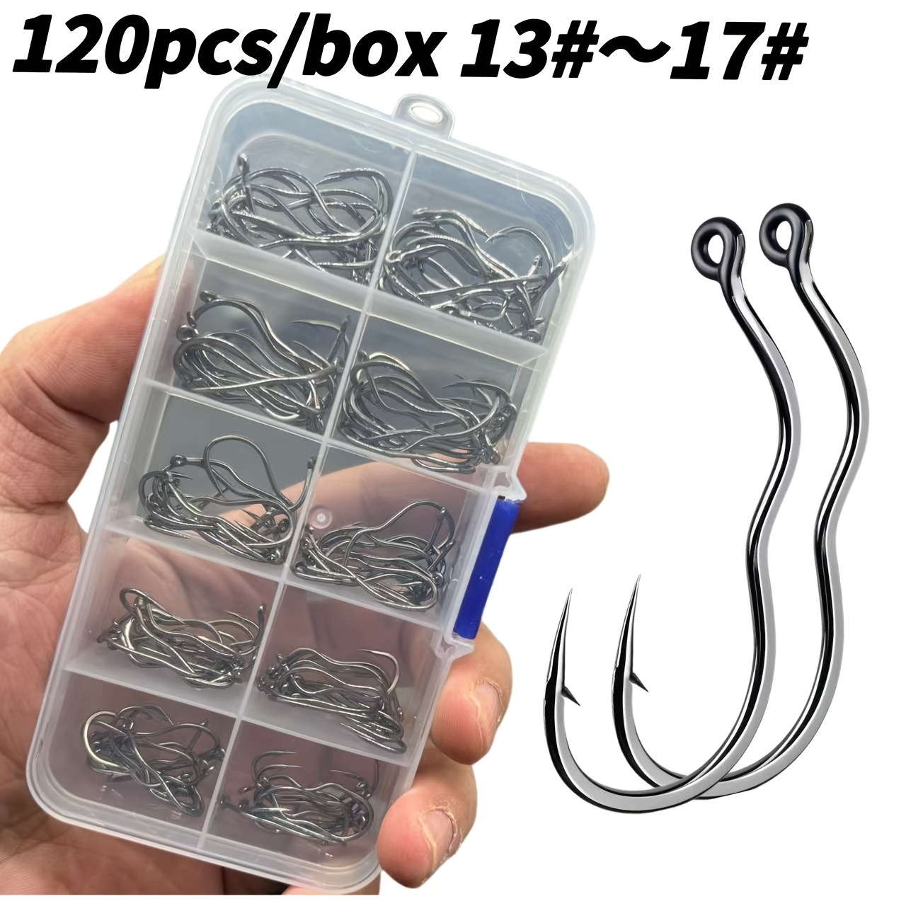 

120pcs/box Handle Automatic Flip No. 14 No. 15 Large Genuine Tube Flip Reverse Stab Anti-running Sea Fishing Hook Package With Barbs Package