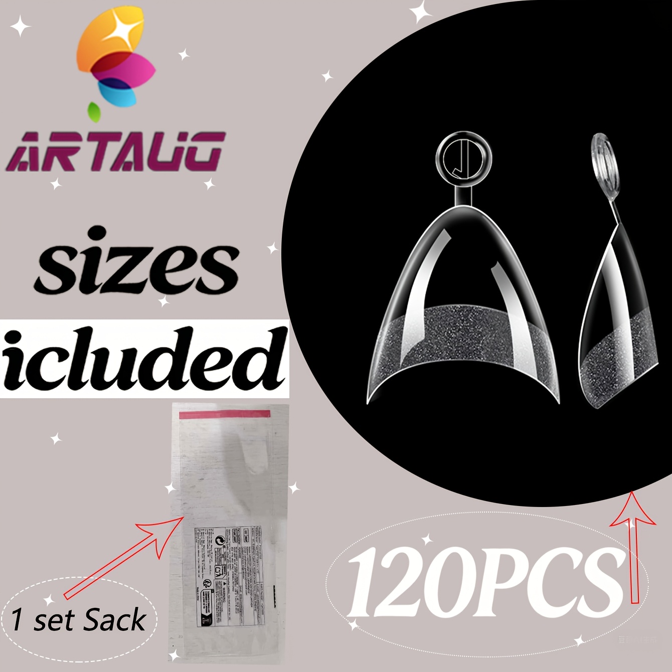 TEMU 121pcs (120pcs Of Transparent Nails+1 Packaging Bag) Short Almond Shaped Nail Patches Semi Covered Acrylic Fake Nails Almond Shaped Pre