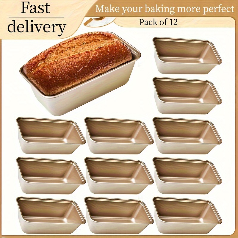 

12 Mini Baking Pan For Baking Bread Non-stick Small Tin 6.1 X 3.3 X 1.7 Inch Non-stick Carbon Steel Mini Roast Pan For Oven And Baking (dark Grey/gold)