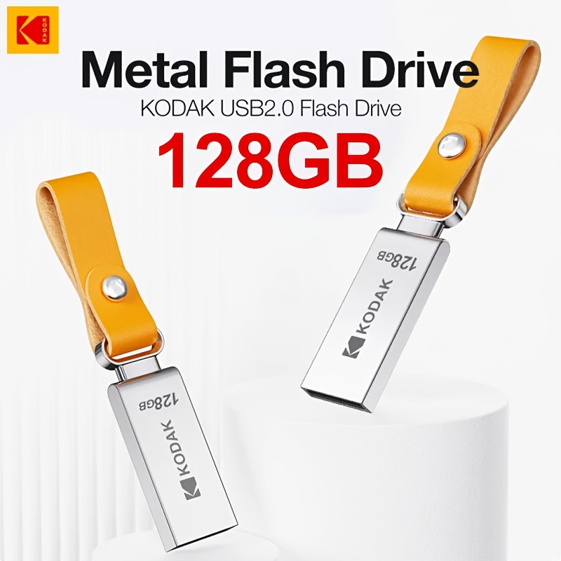 TEMU Kodak K122 Metal Carry Series Usb Flash Drive 32gb 64gb 128gb - Portable Usb 2.0 Pen Drive With Keychain Loop For Work Travel Laptop Pc Car