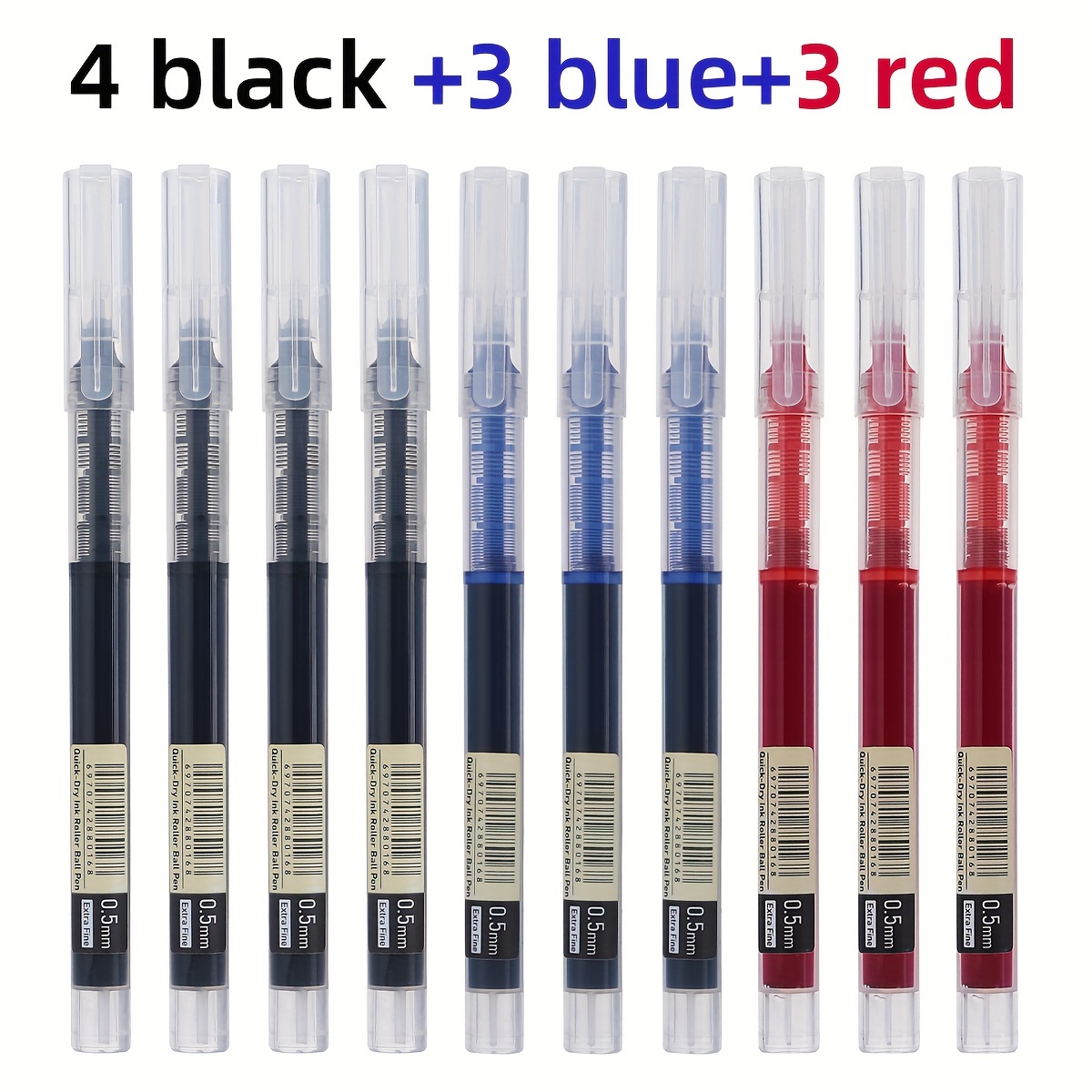 Image of 30pcs, /10pcs, Direct Liquid Quick Drying, 0.5mm Black, Blue, Red.bru, H Que, , To Write Homework Gel Pen, School Office Writing Stationery Gel Pen, A Good Pen To Write