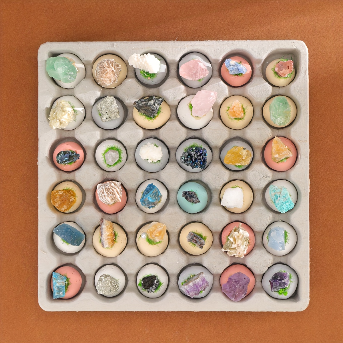 3/6/9/12/24/36pcs Random Natural Crystal Tiny Bean Raw Stones