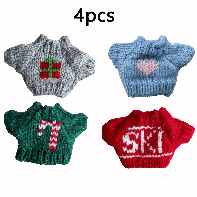 TEMU Lot de 4 mini pulls pour hamster, convient aux hamsters nains et aux petits animaux de compagnie - Tenues d'hiver douces en tricot, lavables à -