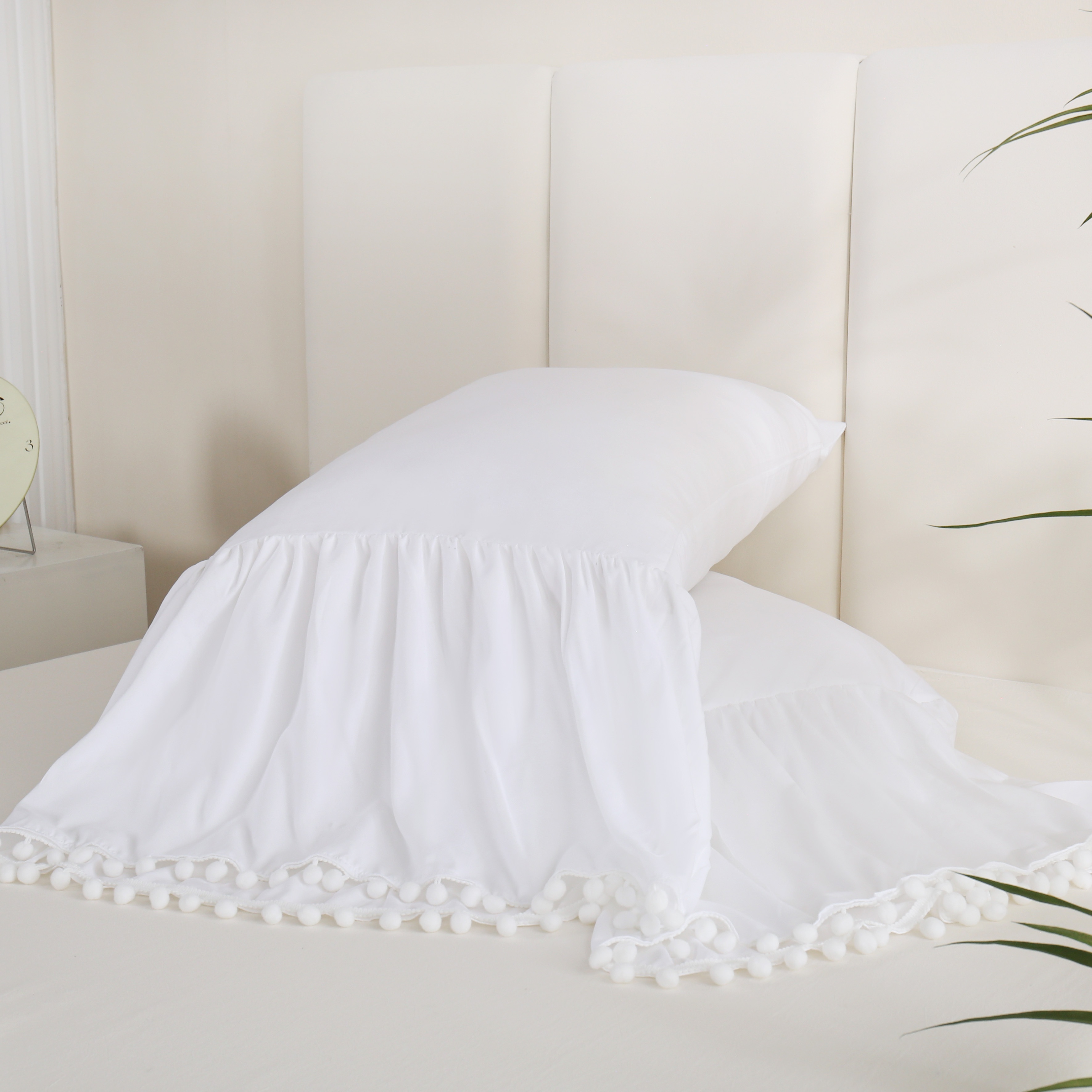 elegant white lace pillowcase with ruffle trim soft breathable hypoallergenic   living room sofa bedroom decor details 8