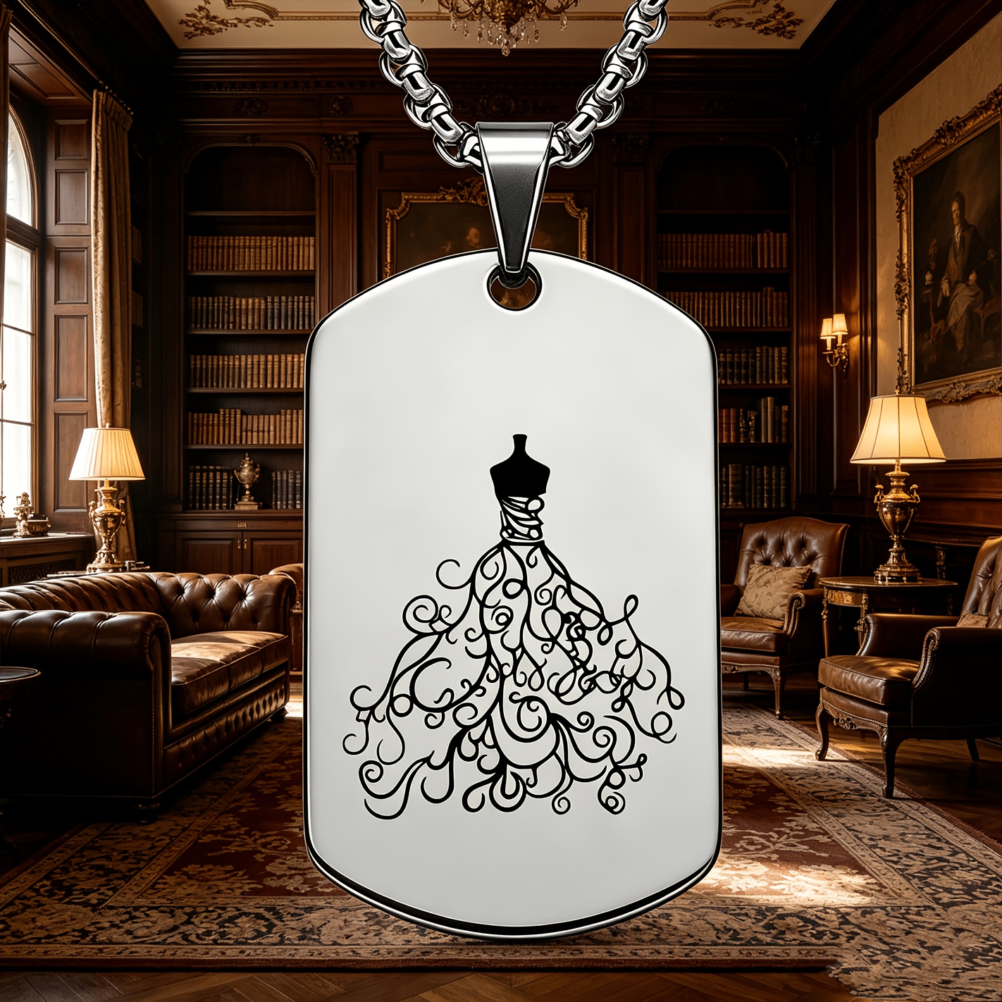 Unisex Retro Curly Grass Pattern Elegant Necklace