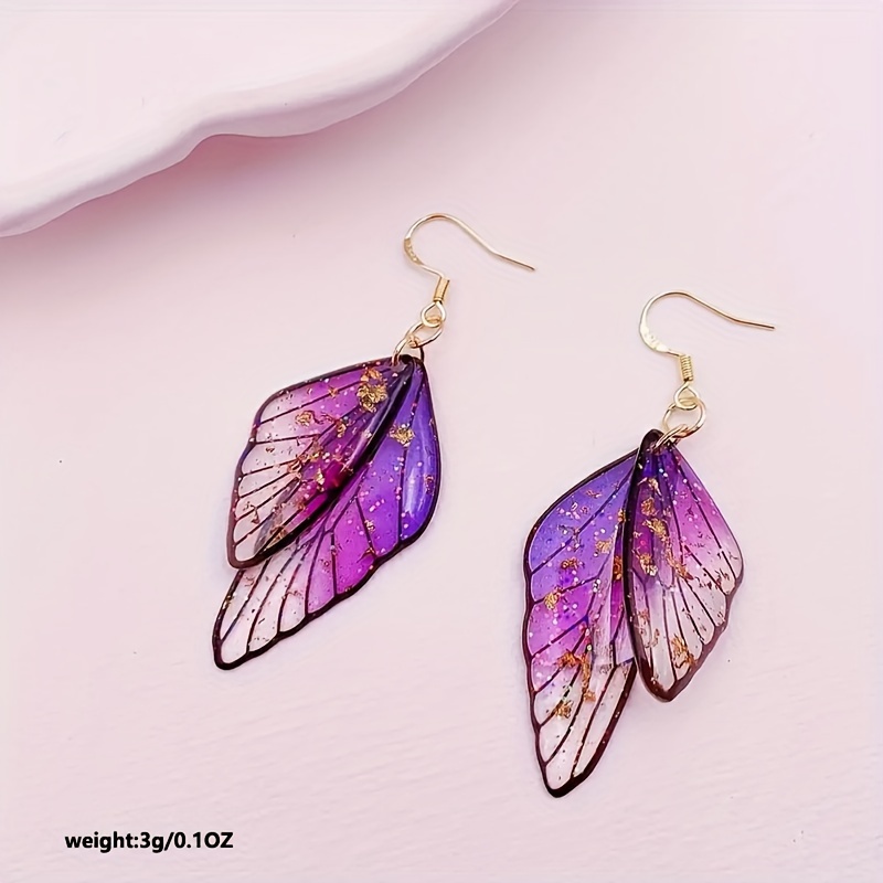 1 Pair Fashion Transparent Resin Wings Drop Earrings