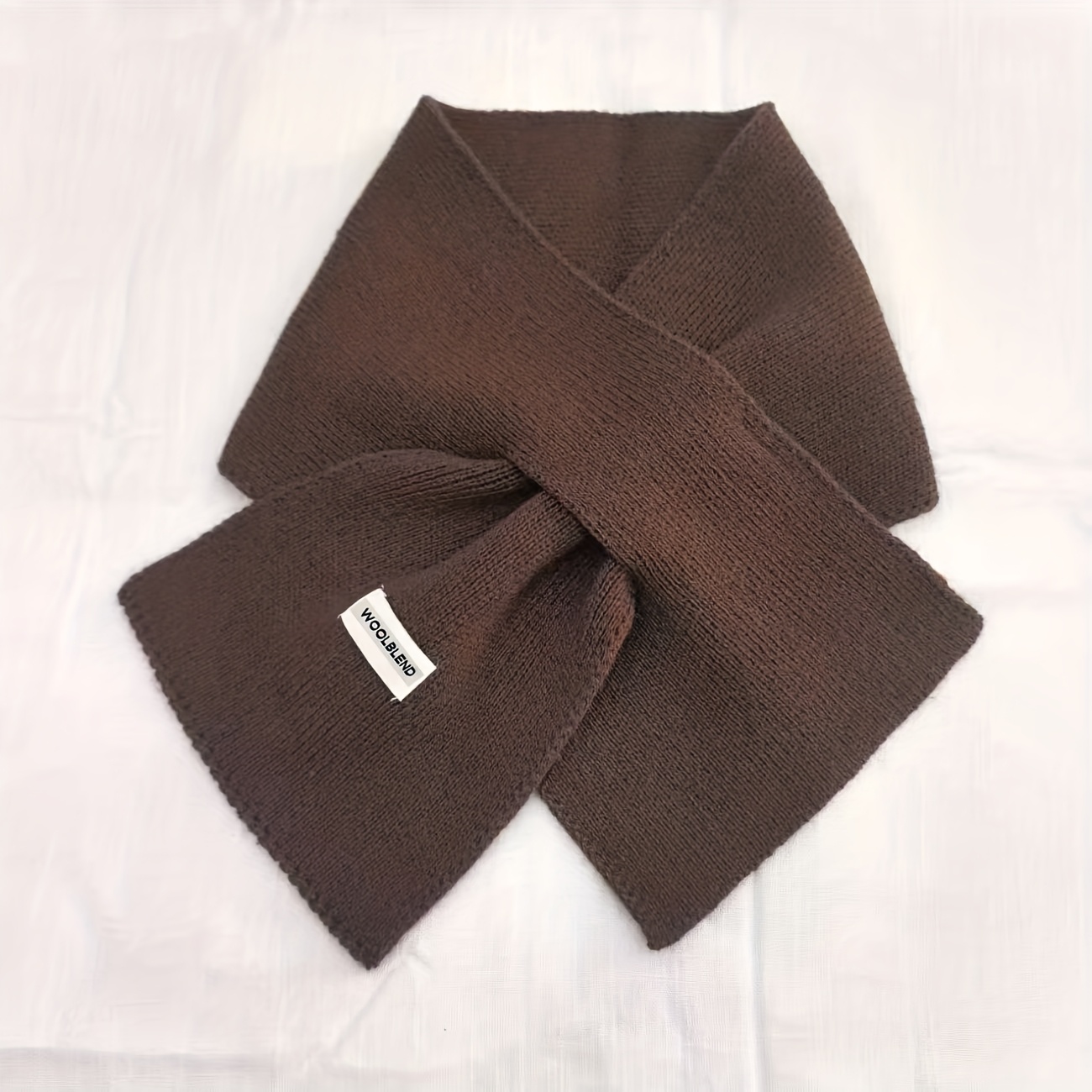 TEMU Luxury Wool Solid Color Cross Scarf Women's -match Korean Atmosphere Couple Student Temperament Elegant Warm Neck Scarf Neighbor Scarf, Autumn