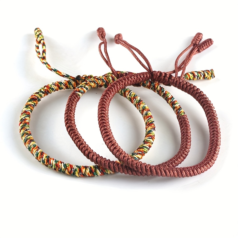 3pcs Tibetan Infinity Knot Bracelets, Adjustable Rope Set