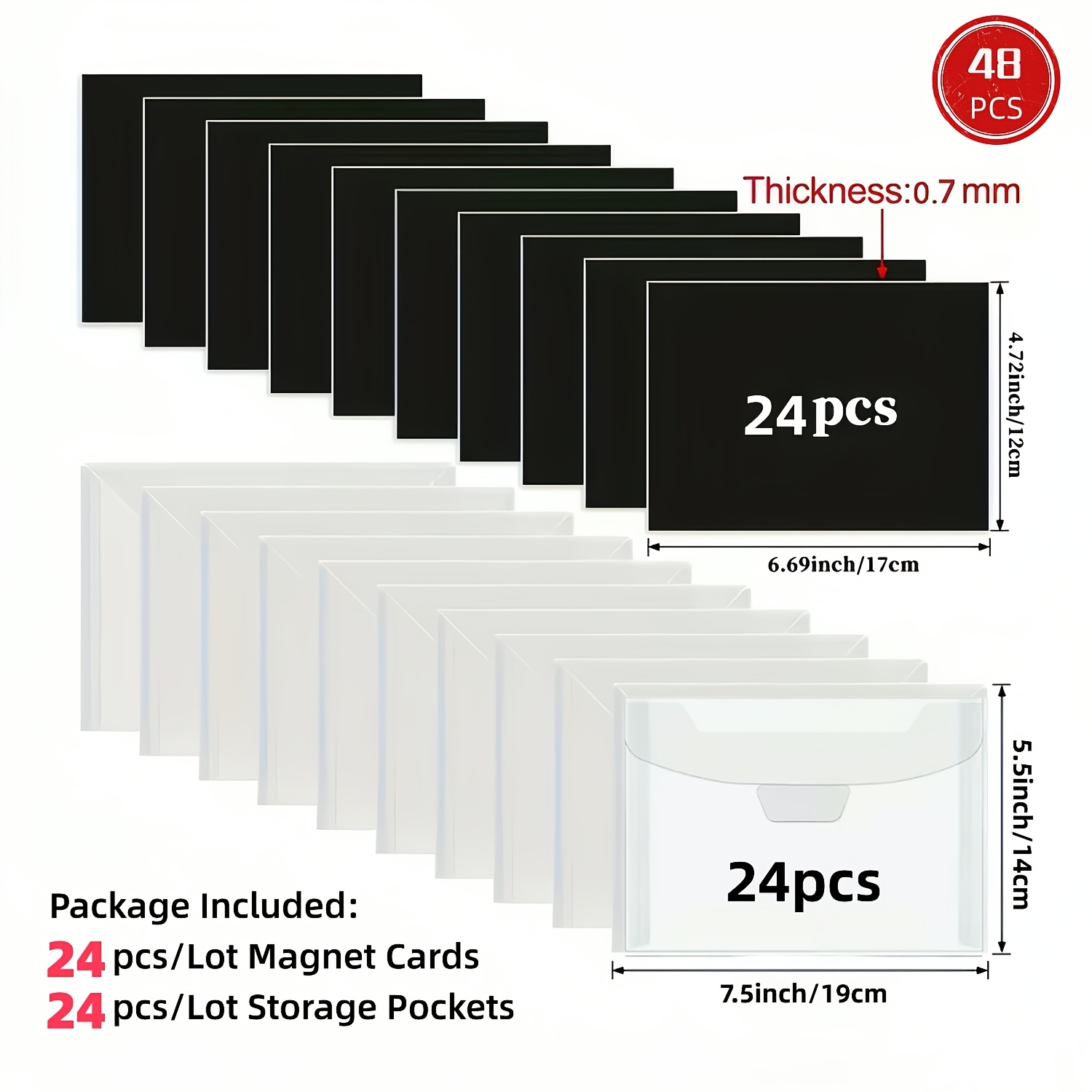 Image of 24pcs/48pcs / Magnetic Die Storage Sheets Suitable For Dies & Stamps, Magnetic Base With Plastic Magnetic Pockets, Craft For Scrapbooking, Card Making, Paper Crafts, Die Storage Envelopes