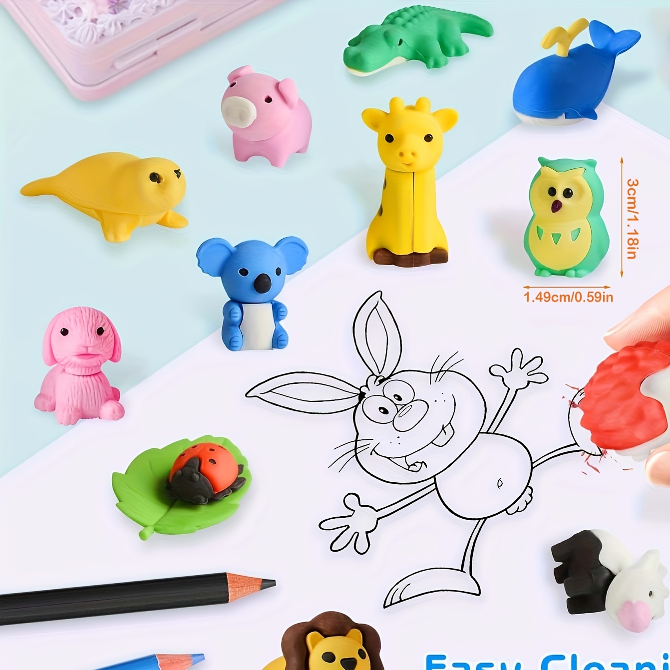 3D Children's Animal Eraser Set, 30pcs