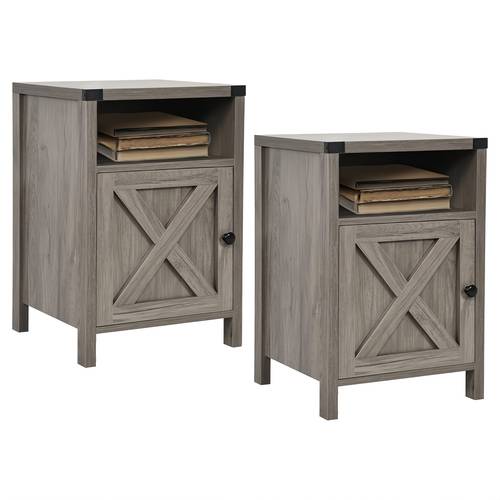 1pc 2pcs farmhouse nightstand side table end table with barn door and shelf narrow entryway table rustic modern bed night stand for bedroom living room modern living room decor navy light oak black 23 7 15 8