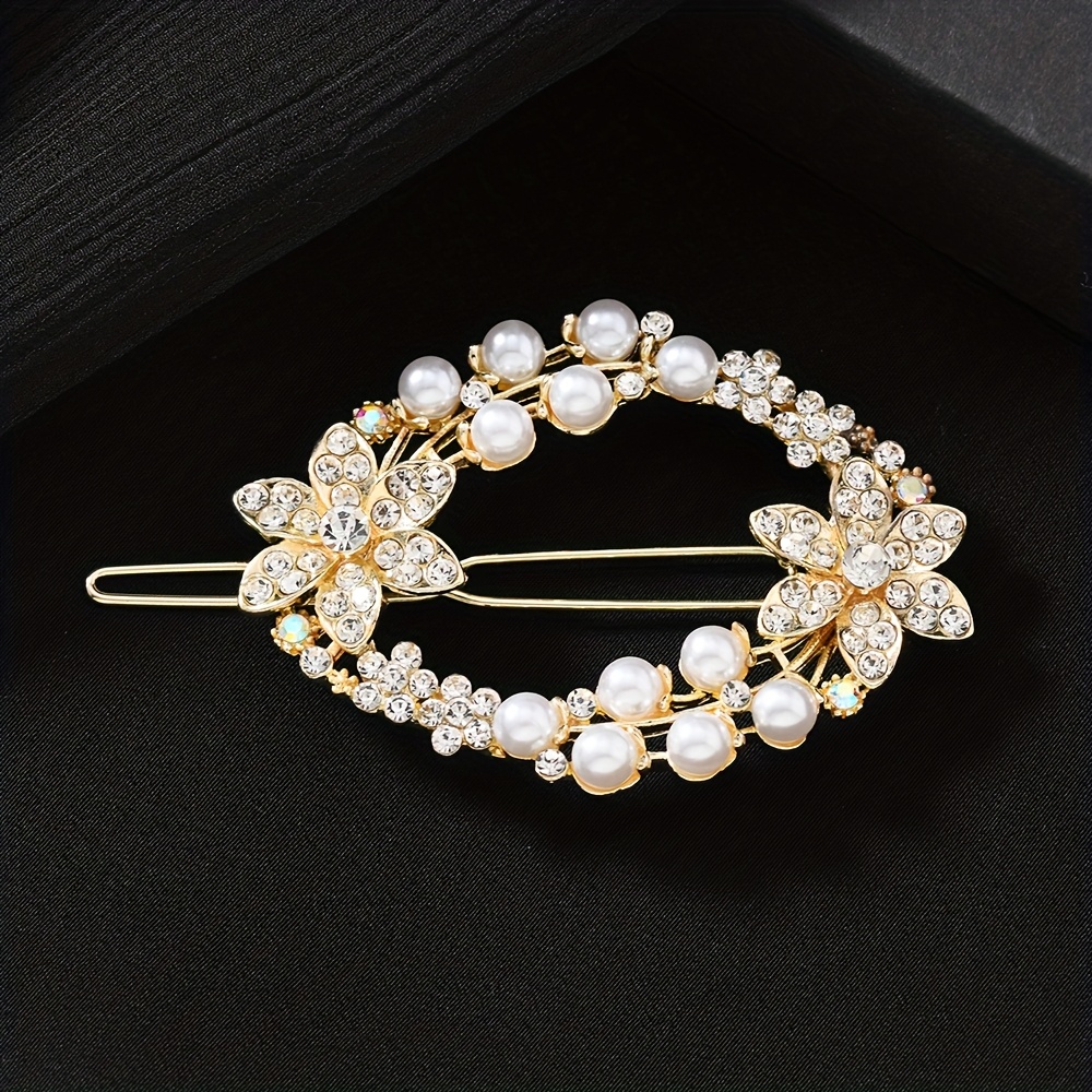 E-shop 1 Elegante Damen Haarverzierung Künstliche Perle Hohle Girlande Dreidimensionale Blume Haarnadel Haarspange Clip Geeignet für dickes Haar