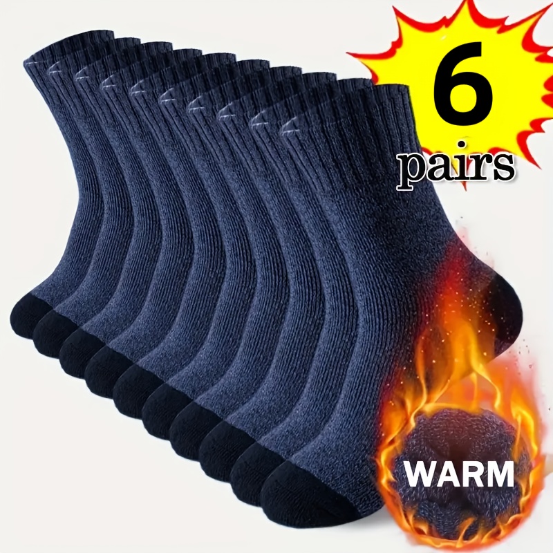 TEMU 6 Pairs Men Women Winter Warm Socks - Thick, Comfortable, Cold-resistant Knit Outdoor Socks, Suitable For Sports And Fitness, Unisex, Breathable