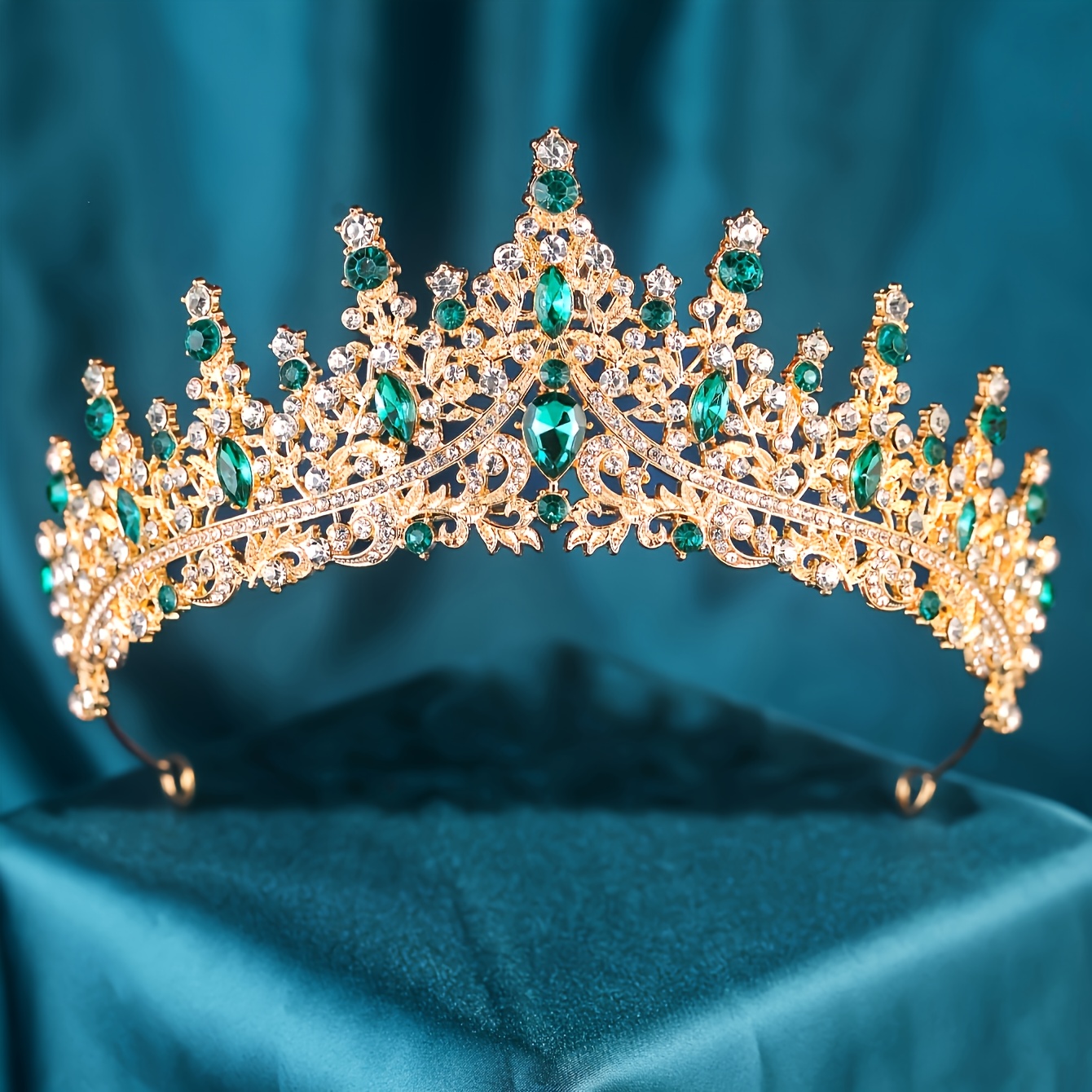 Teal And Gold Headpiece Teal Gold Poinsettia Hair Flower  display picture 3