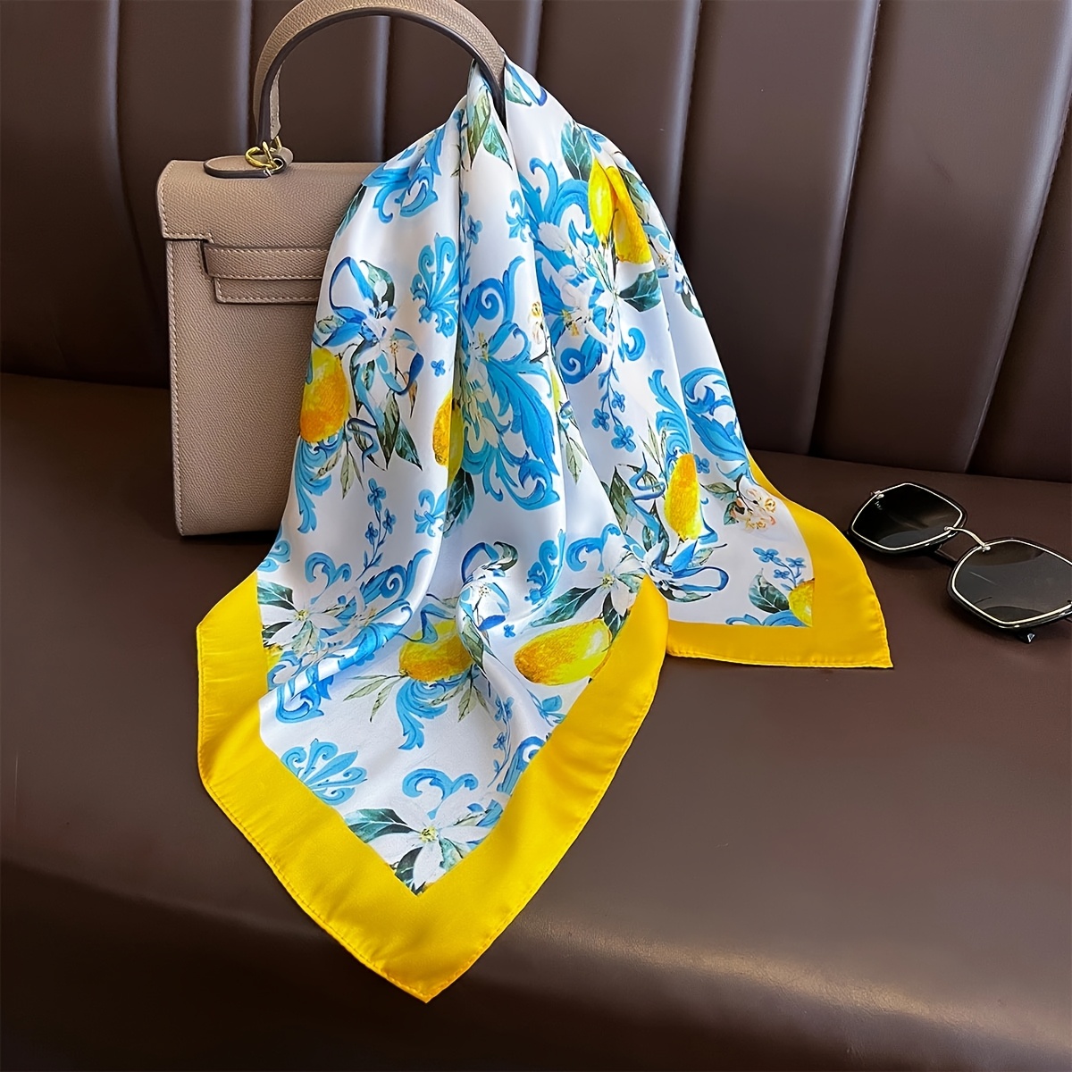 Image of 27.5-inch Scarf, Texture, Polyester Material, Lightweight And Portable, Multi-functional Headscarf, Neck Wrap, Hairband, Sunshade Accessory, Stylish Versatile For Beach Parties And Daily