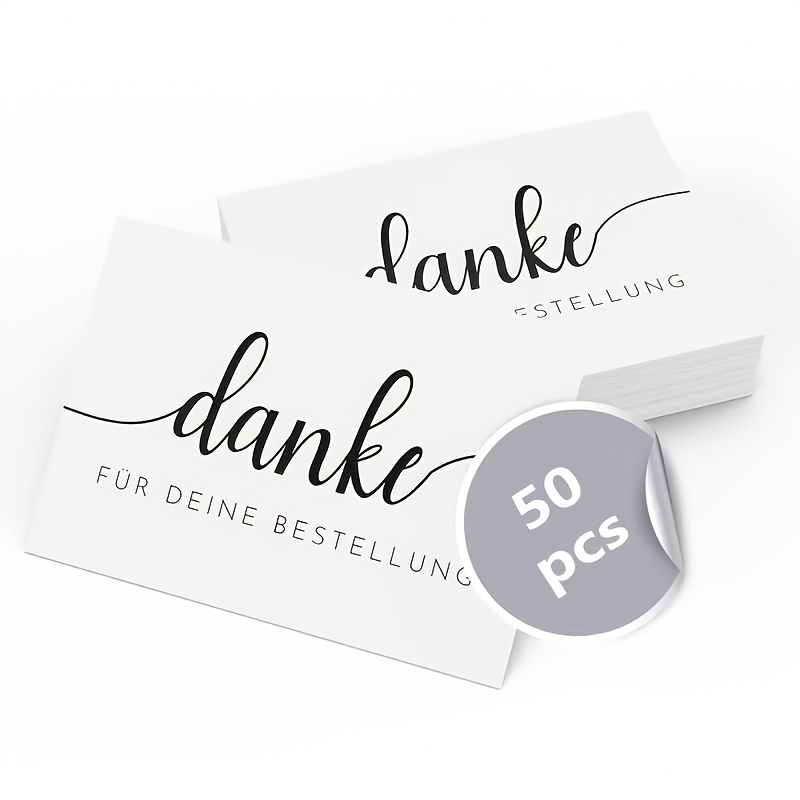 Image of 50 German Thank You Cards, 3.5x2 Inches, White, Suitable For Small Shops And Businesses To Prepare Exquisite Thank You Cards For Customers