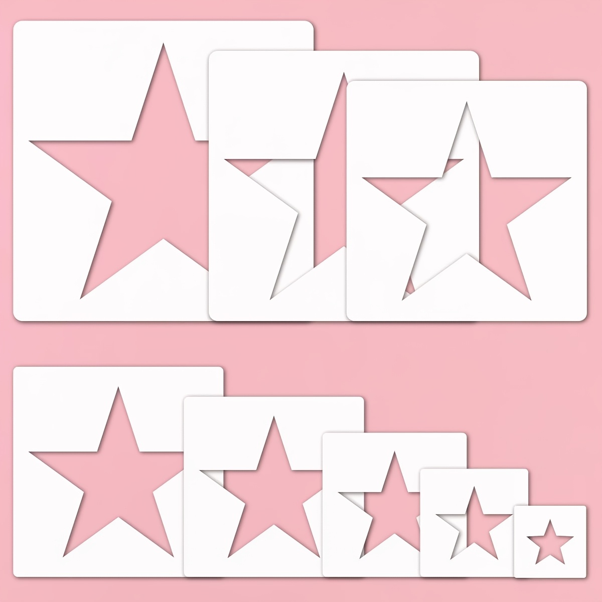 

8pcs Stencils Set, Plastic Star Templates In Sizes, Diy Craft Painting Tools For Walls, Wood, Paper Art Projects, Home Decor