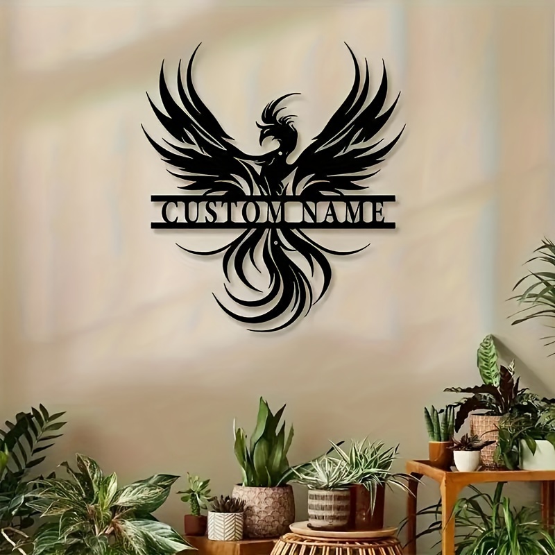 

Custom Name Phoenix Metal Wall Art - Personalized Hollow Design For Home & Office Decor, Perfect For Living Room, Bedroom, Farmhouse, Outdoor Spaces - Unique Housewarming Gift