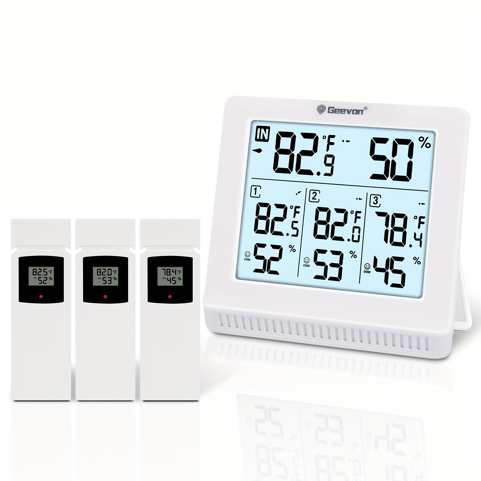 TEMU Geevon Thermomètre Intérieur Extérieur, Hygromètre Thermomètre Numérique Fil, Capteurs de Température et d'Humidité avec Portée de 3 200ft/60m,