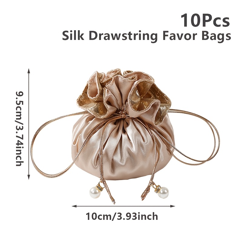 TEMU Gift For Her/him 10pcs, Satin Drawstring Candy Bags, Wedding Satin Drawstring Candy Bags Gift Bags Pouch Drawstring Bag, For Christmas Birthday