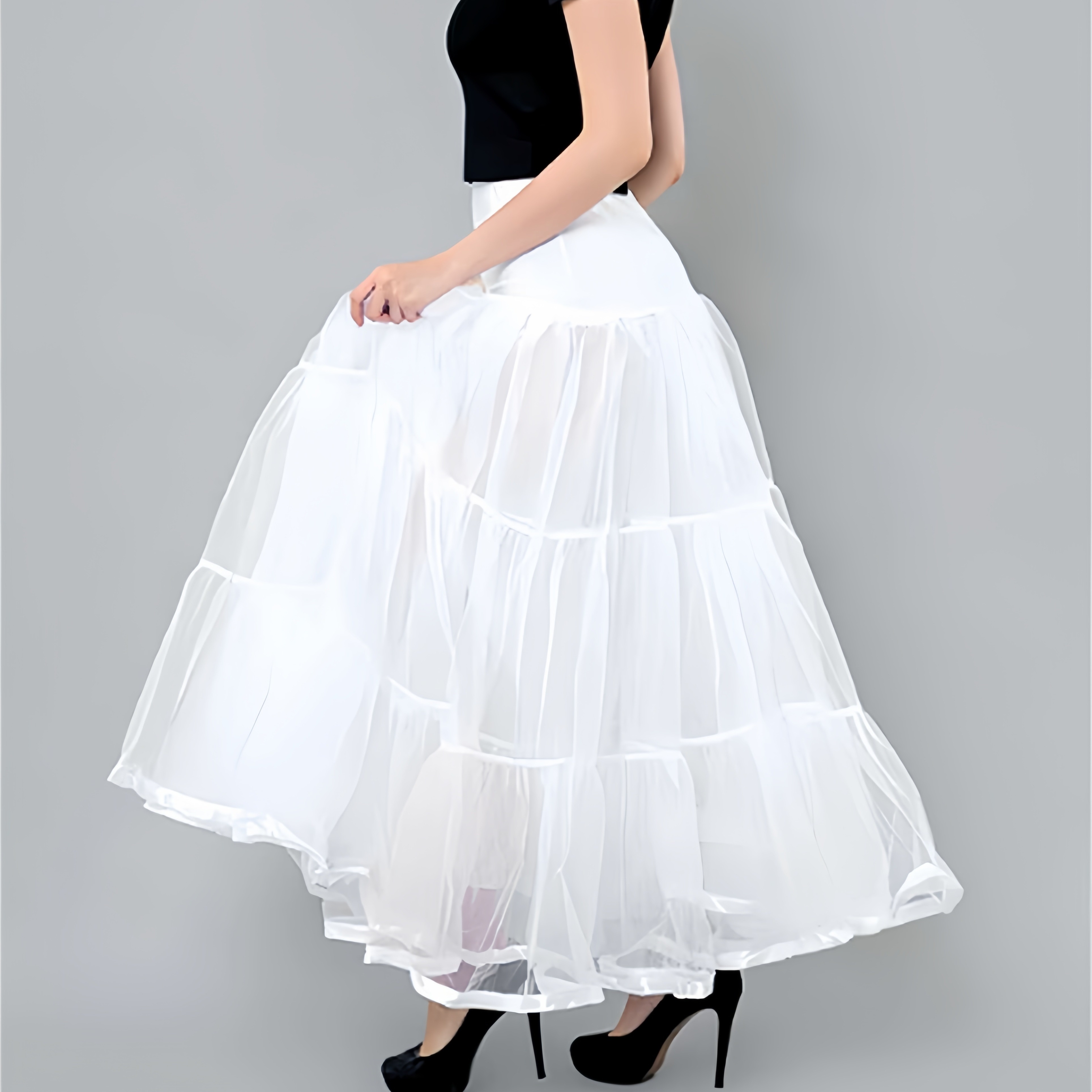 

Elegant White 35.4" Soft Tulle Petticoat - Boneless, Long Skirt Support For Women's Fashion & Maid Costumes