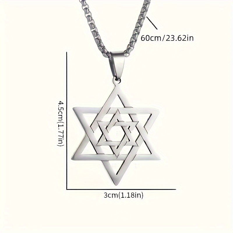 Stainless Steel Star Of David Necklace, Jewish Amulet