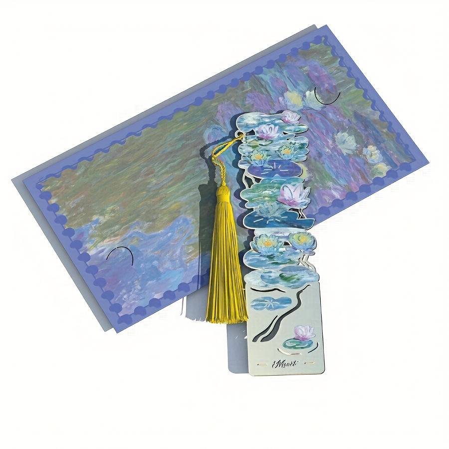TEMU Un marcador de metal estilo de pintura al óleo, para sujetar manuales y libros. Es un regalo de graduación ideal para , útil papelería de