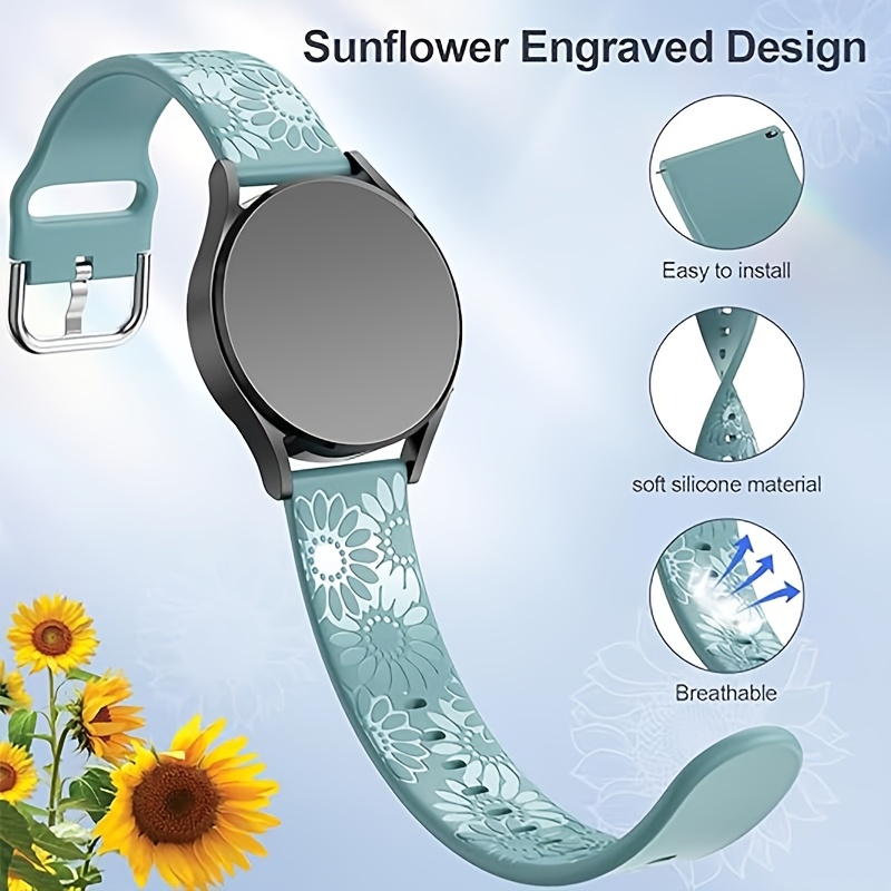 

Sunflower Pattern Silicone Sports Strap For 7/6/5/4classic//garmin Vivoactive3// Strap Compatible With / Pro/bip U Pro/bip/bip Lite 20mm Wide Watch