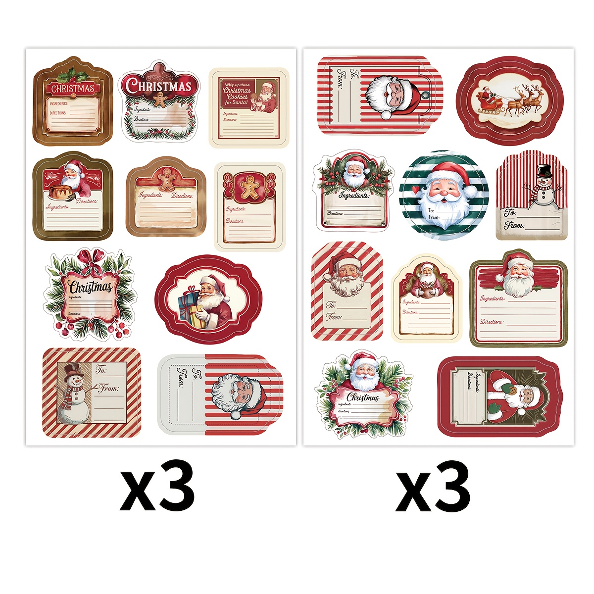 Image of 60pcs Christmas Gift Name Tags With Santa Claus, Reindeer, And Christmas Tree Designs - Self-adhesive Merry Christmas Packaging Labels, Suitable For Holidays, Christmas, Birthdays, And Wedding Gifts