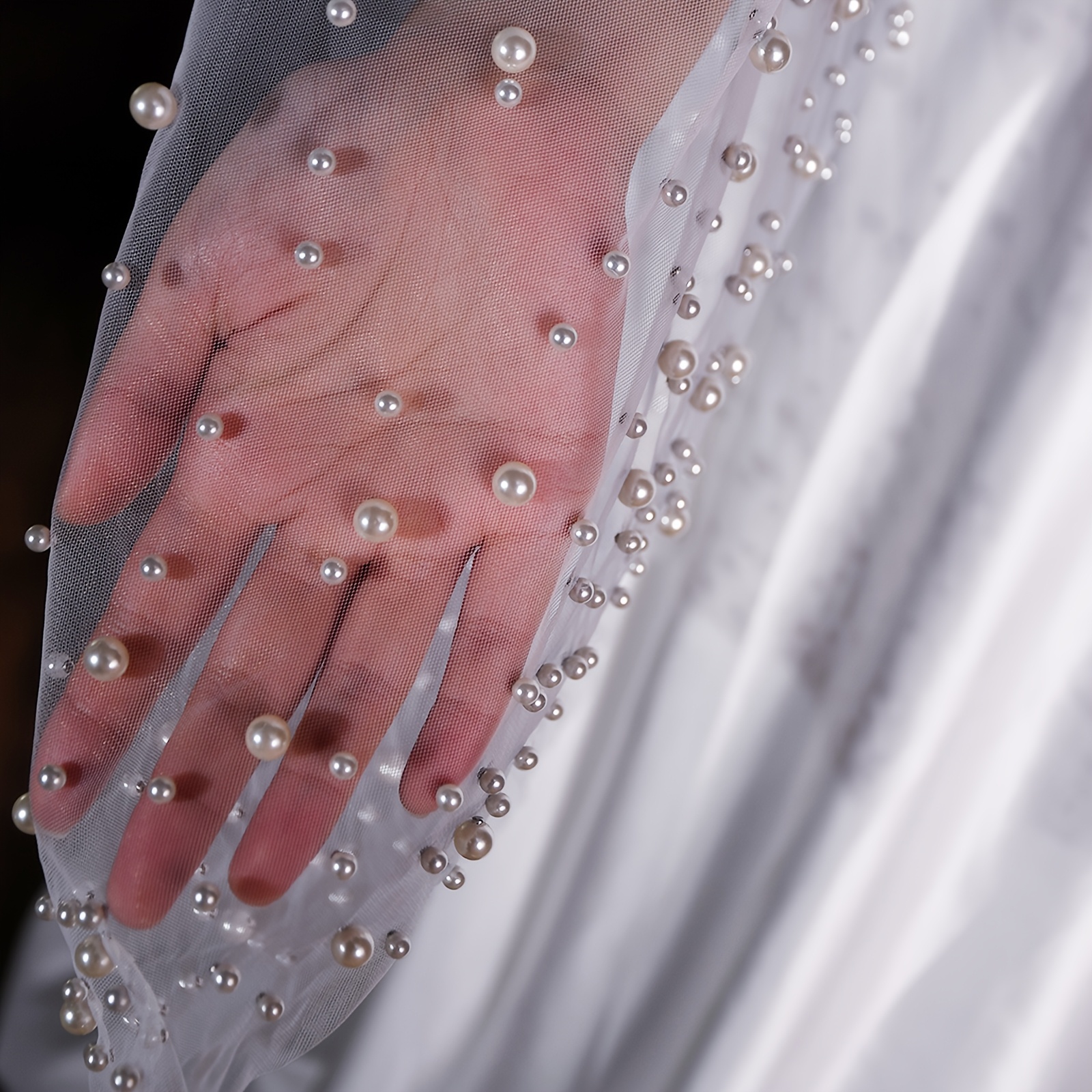 marjon bilan bezatilgan hashamatli to'y voilki, romantik nylondan tayyorlangan, cherkov uzunligidagi voilki, qo'lda yuviladi, to'y mavzusi, m142 tafsilotlari 7