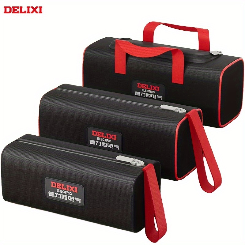 

1pc Sac à outils, Sac de rangement portable en toile multifonctionnel et durable pour l'entretien et le travail du bois, Noir avec poignée rouge