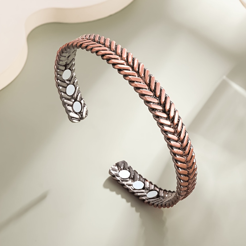 TEMU 1 Copper Magnetic Bracelet, Unisex, Adjustable Size Opening Design, Family Jewelry Gift